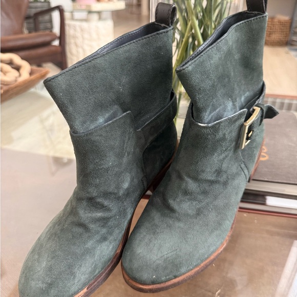 Tory Burch Dark Green Suede Ankle Boots - Picture 2 of 5